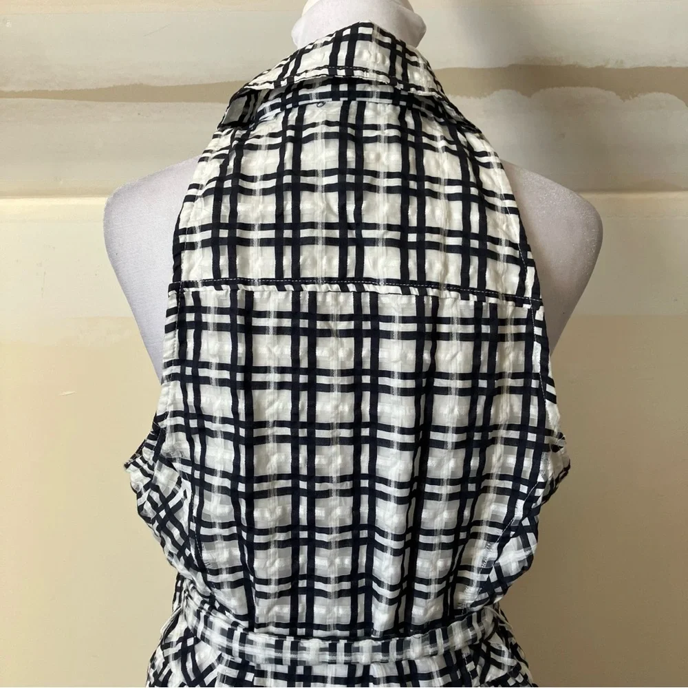 Maeve by Anthropologie Black & White Plaid Mini Flounce Dress size 10 - Picture 10 of 12